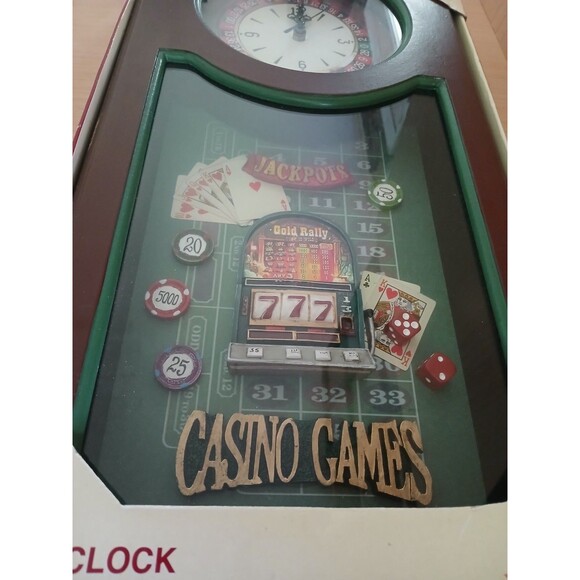 DesignStyles Casino Wall Clock 19x9.5 Hanging Roulette Table Shadow Box - Picture 11 of 14